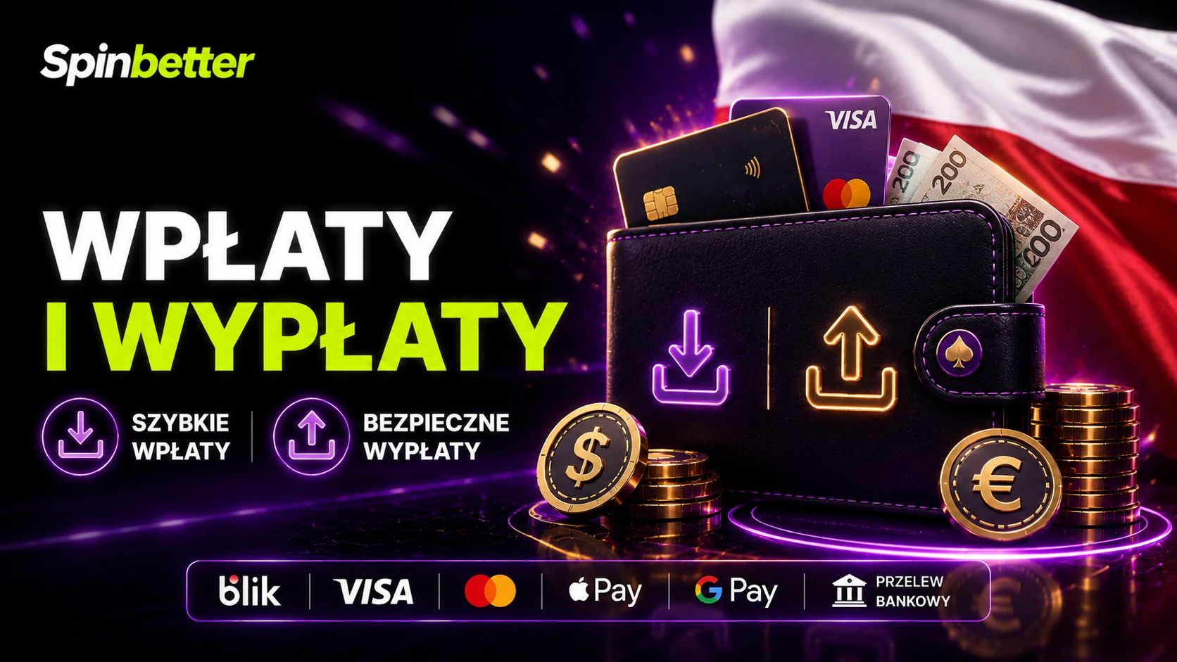 Formularz wpłaty z wyborem metody i kwoty w złotówkach